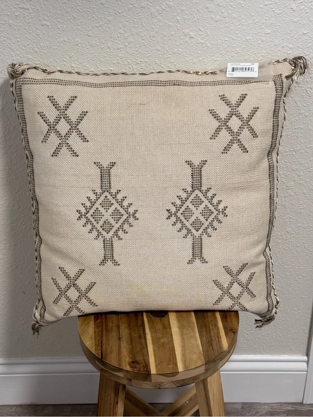 NWT Four Hands Studio Sabra Pillow Khaki Stitch 20x20 Boho
